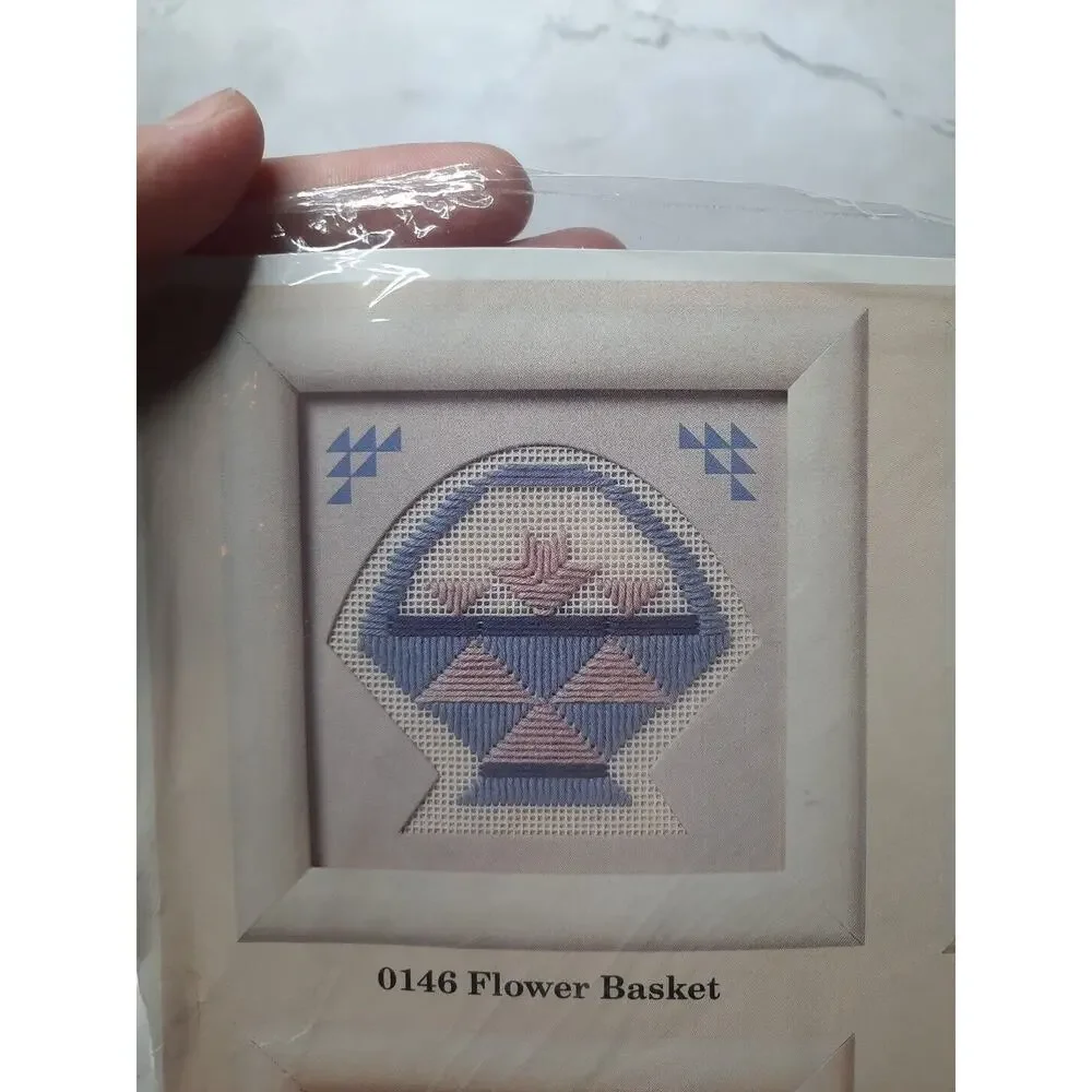 Vintage The Creative Circle Long Stitch Kit 0146 Flower Basket 5x5